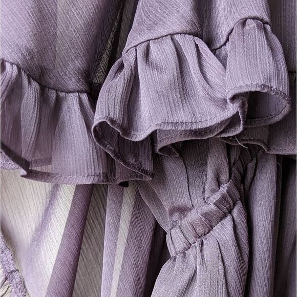 Free People Ruffled Off Shoulder Whimsygoth Babydoll Dress Women's sz S Black - Picture 7 of 9